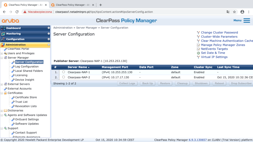 Konfiguracja portu Data na Clearpass2-1